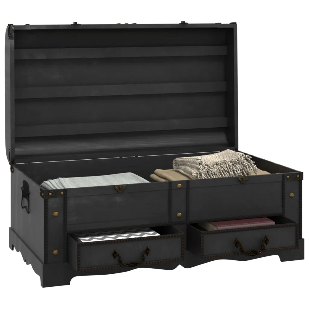 Baule del Tesoro in Legno Grande Nero 60797