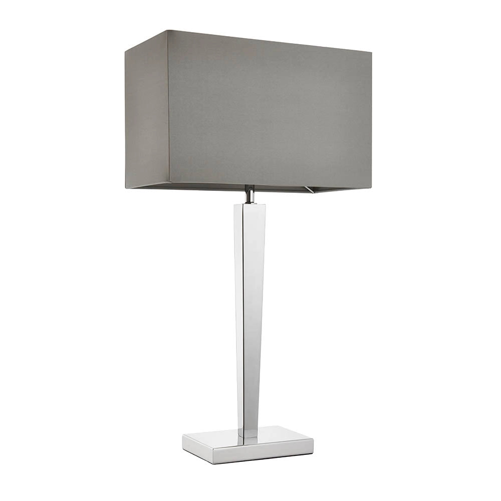 Lampada da tavolo minimal cromata paralume grigio E27
