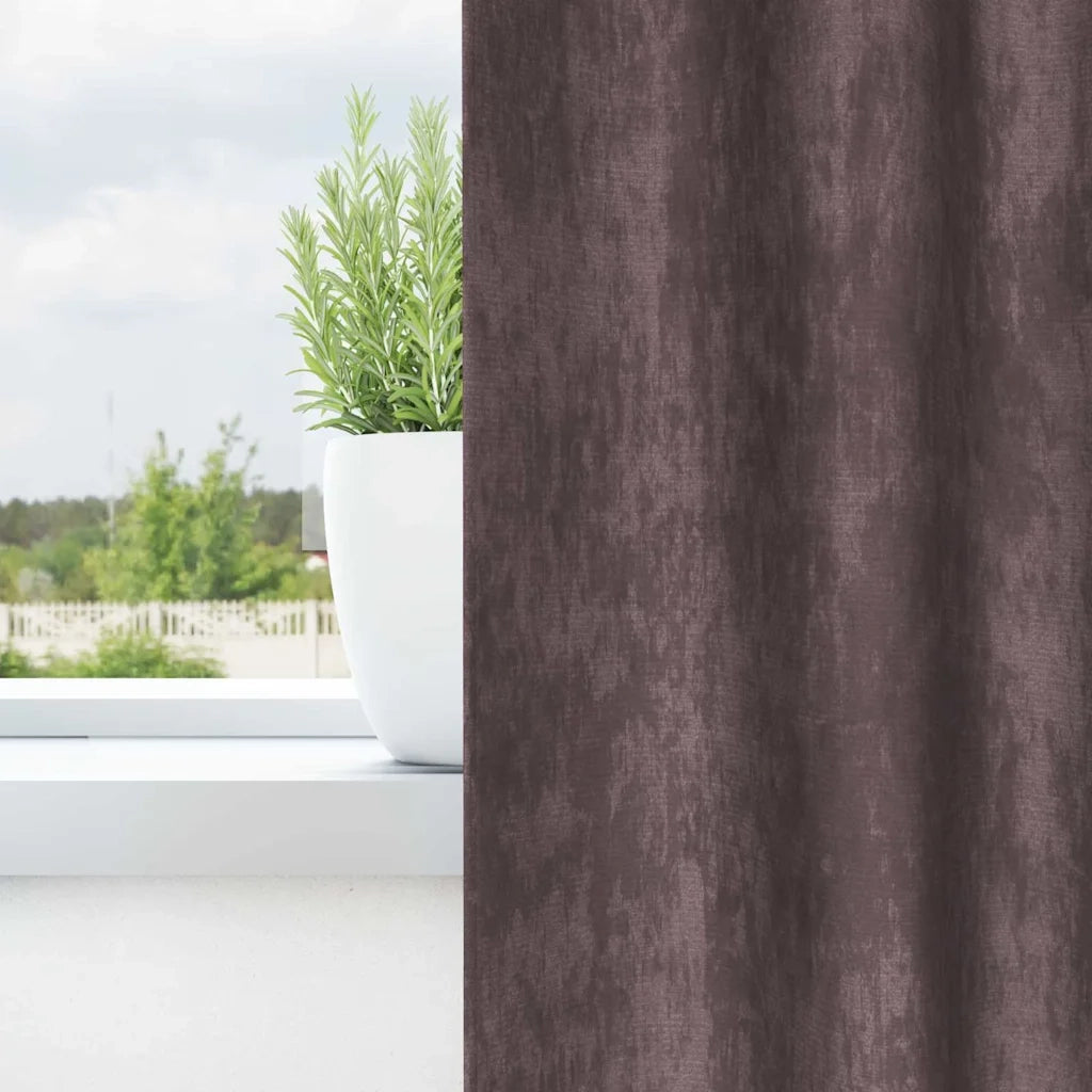 Tende in Velluto con tende 2 pz Marrone 175 x 140 cm Velluto