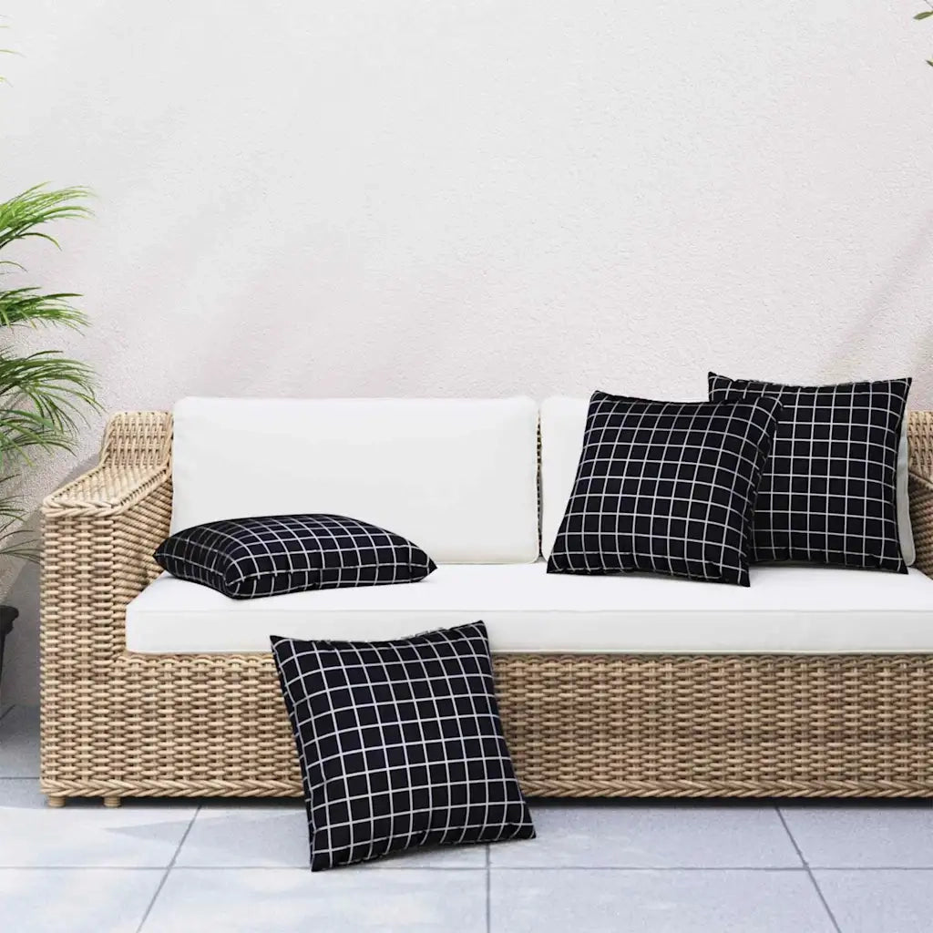 Cuscini Scatter a scacchi 4 pcs Quadro Nero 60 x 60 cm 360419