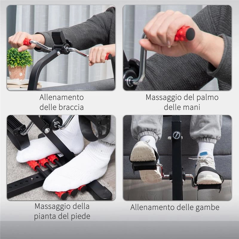 PEDALIERA PER BRACCIA E GAMBE CON SCHERMO LCD ACCIAIO 56X44-56X75-97CM NERA E ROSSA