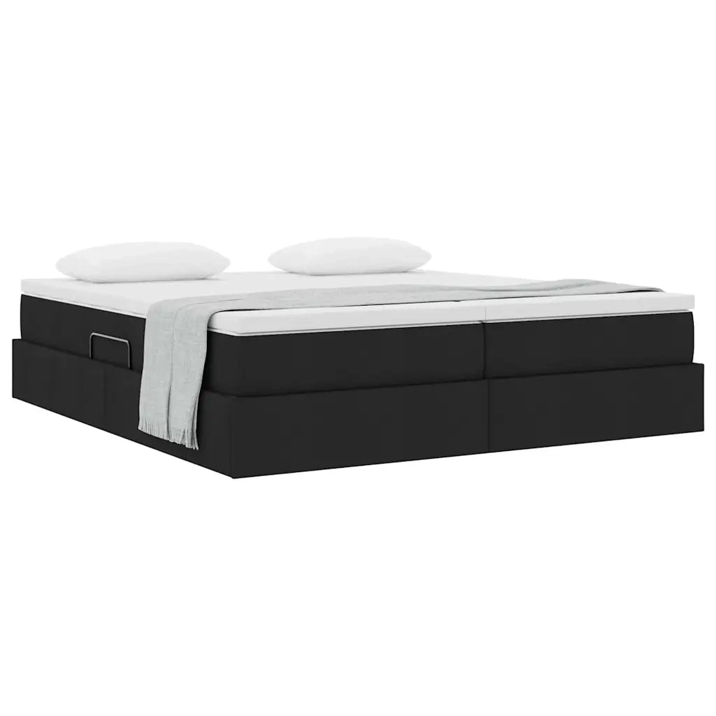 Letto con contenitore e materasso Nero 200 x 200 cm Poliestere