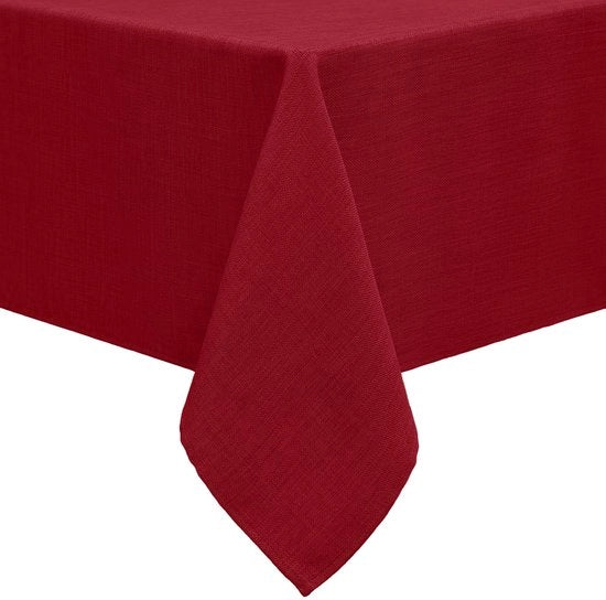 Tavolo con Finitura Lino, Panno da Tavolo in Lino, 140 x 240 cm, Panno da Tavolo Lino, Impermeabile, Panno da Tavolo con Protezione contro Macchie, Rosso