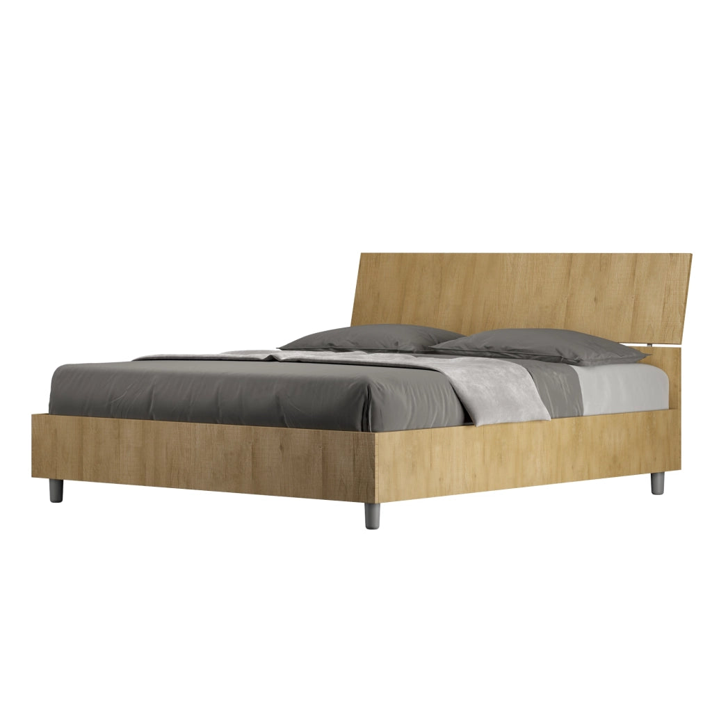 BS COM Letto matrimoniale con rete 160x190 testata inclinata quercia