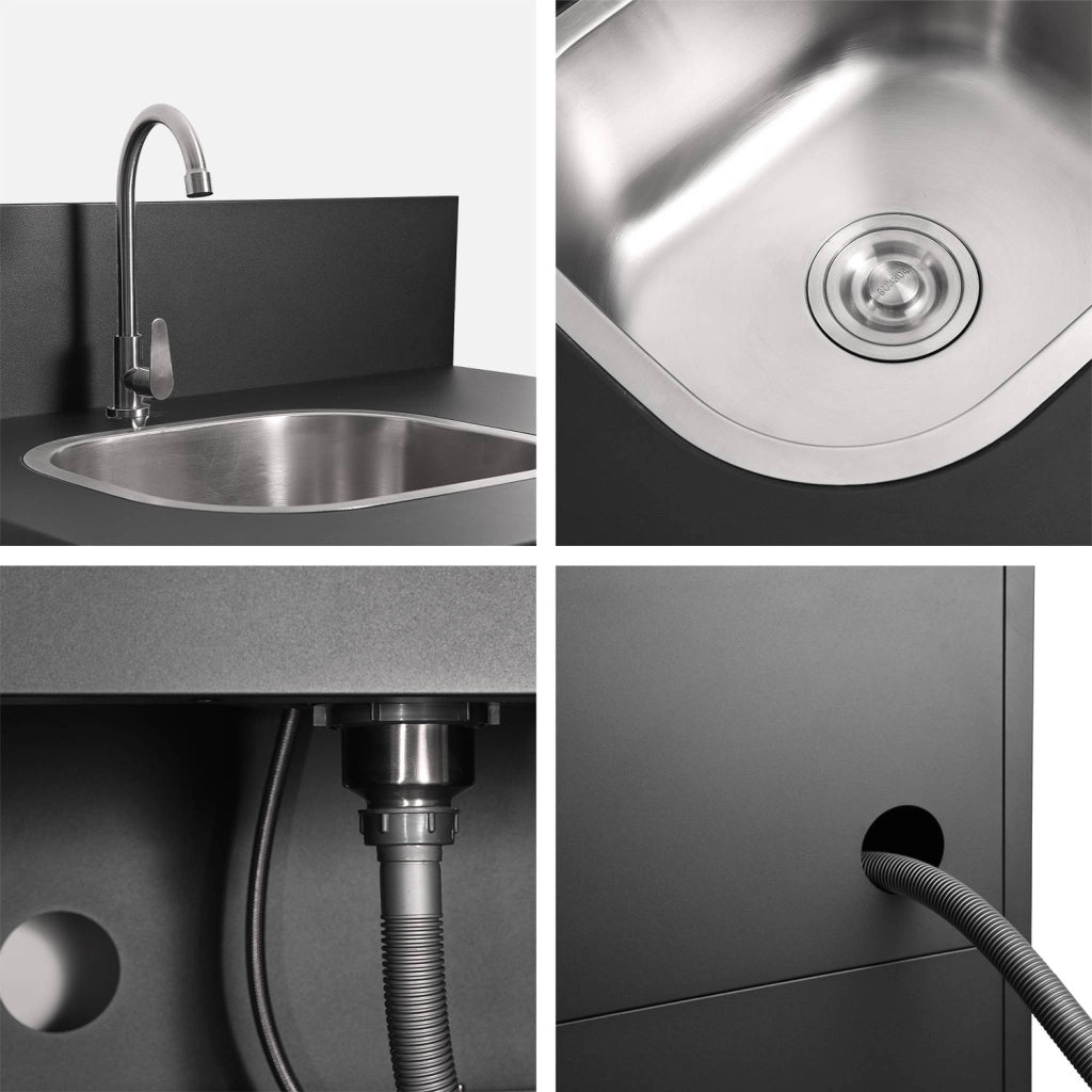 Modulo cucina da esterno in acciaio, 3 moduli, nero