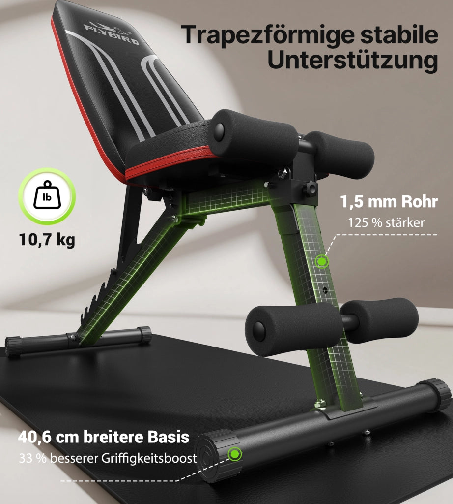Panca Fitness Regolabile ¨C Xylo ¨C 8 Posizioni Schienale, 3 Posizioni Poggiapiedi, Pieghevole, 318kg