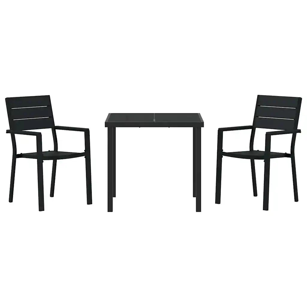 Set da Pranzo per Giardino 3 pcs Nero
