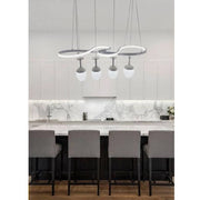 Trade Shop - Lampadario A Led Curve Bianco 4 Punti Luce 68 Watt Luce 3000k 4000k 6500k Lp-24b - -bianco Freddo      -