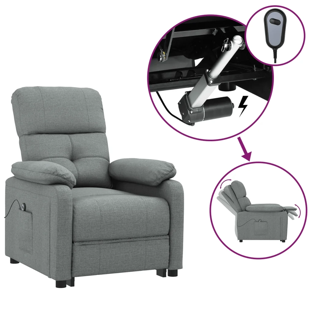 Poltrona Elettrica Reclinabile Grigio Scuro in Tessuto 3073803