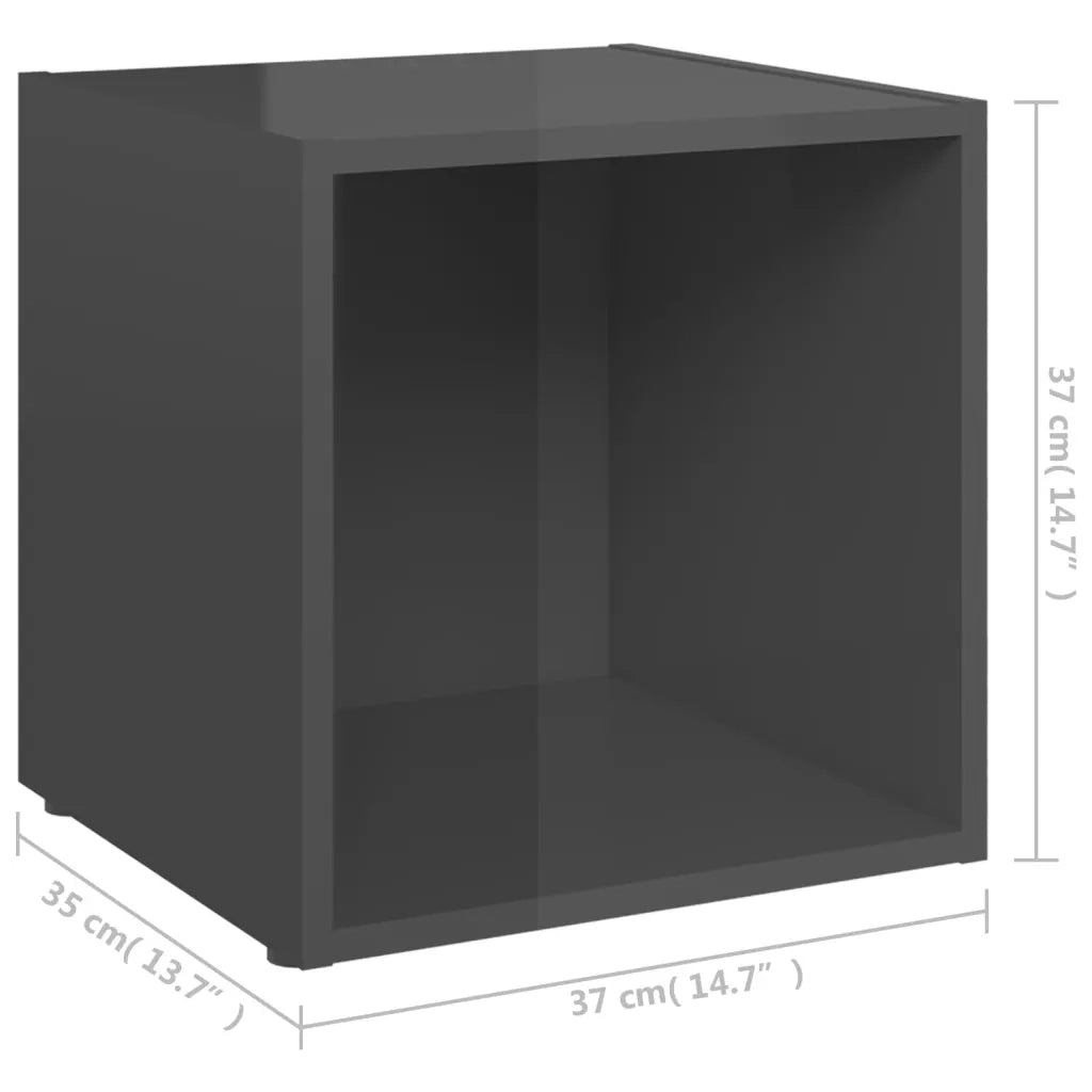 Mobili Porta TV 4pz Grigio Lucido 37x35x37 cm Legno Multistrato 805524