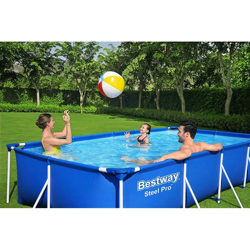 Piscina fuori terra rettangolare con telaio in acciaio, dimensioni 400x211x81 cm capacità 5700 L, per giardino e famiglia - Bestway