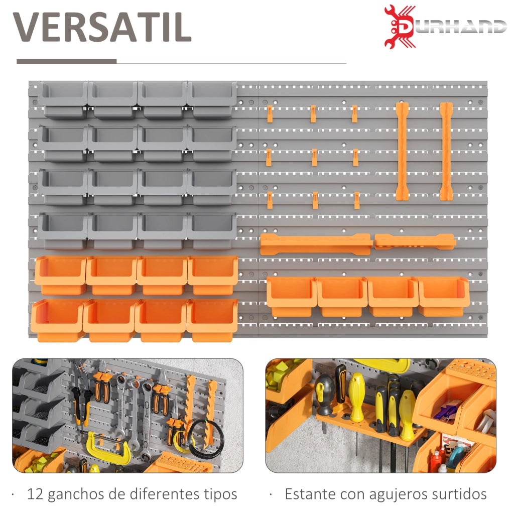Scaffale a Parete per Utensili ¨C Minimal ¨C 95x54 cm Grigio e Arancione