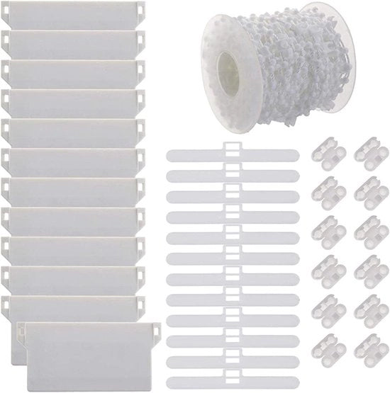 Set di riparazione blindi verticali 37 pezzi - Accessori di ricambio - 10m di catena - Hangers 89mm - Plastica - Per blindi verticali