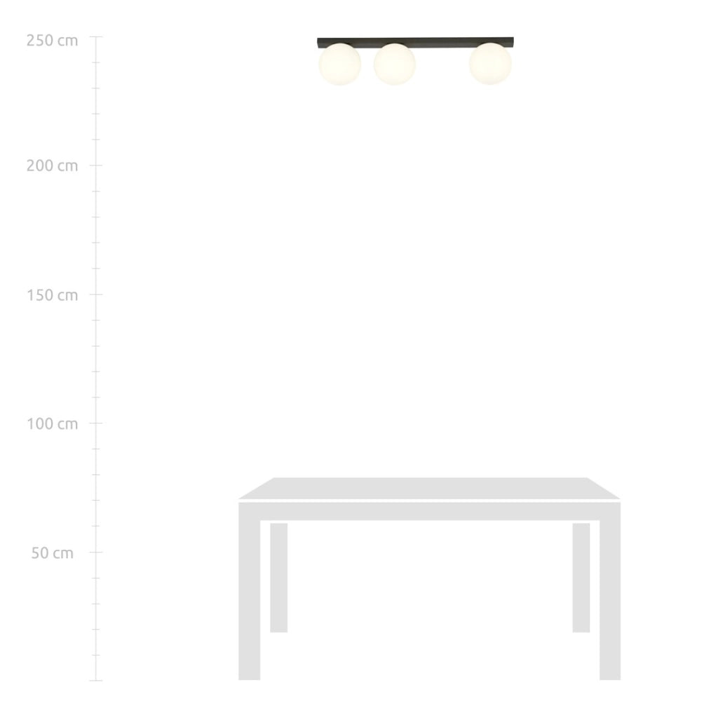 Emibig FIT plafoniera 3 luci E14 nera/opal 70cm metallo