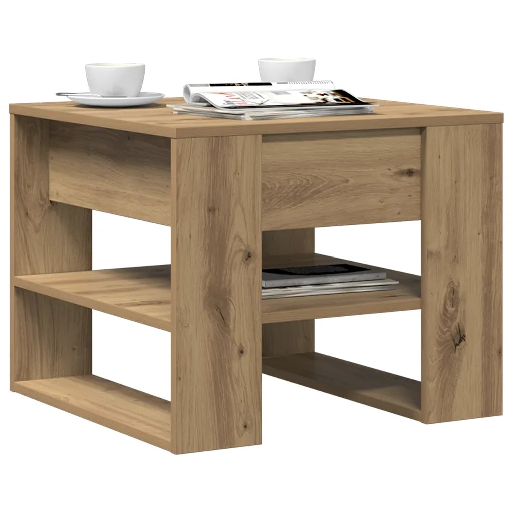 Tavolino salotto | Tavolino da caff¨¨ | Tavolino da Soggiorno Rovere Artigianale 55,5x55x45 cm in Truciolato