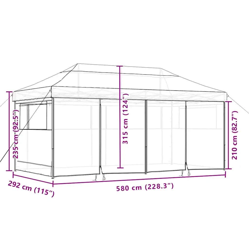 Tendone per Feste Pieghevole Pop-Up con 4 Pareti Marrone 4004956
