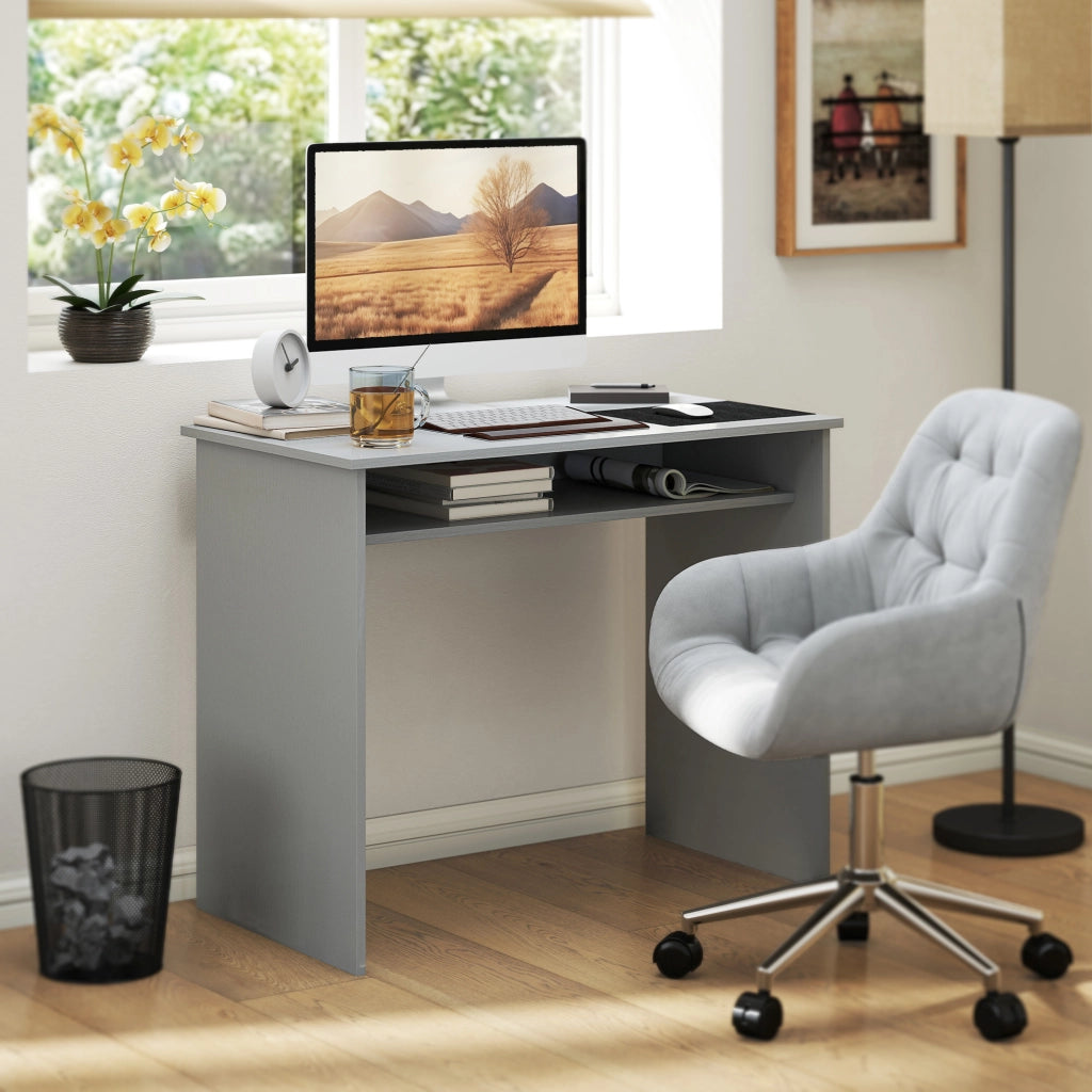 Scrivania computer con ripiano ¨C Zephmum ¨C Grigio 90x50x74 cm