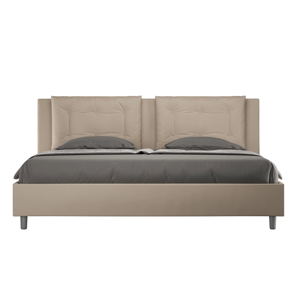 BS COM Letto contenitore imbottito 180x200 similpelle tortora