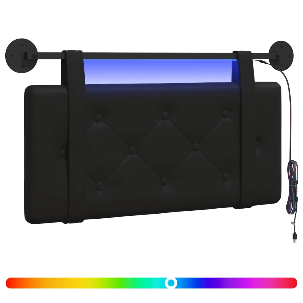 Testiera sospesa Con luce LED Nero Similpelle 3424077