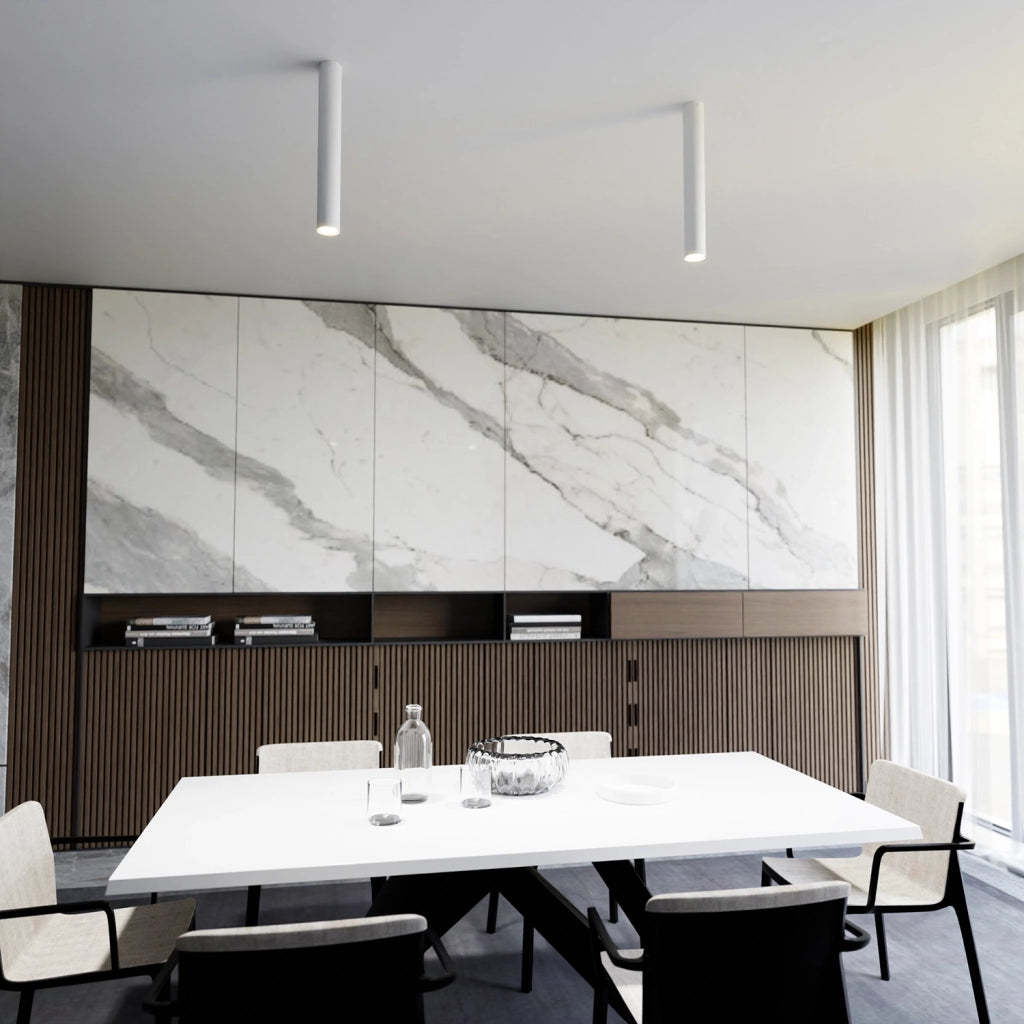 Plafoniera Moderna Faretto Marduk 1 Luce Acciaio Bianco 45 Cm