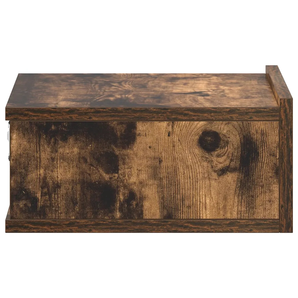 Set di 2 Comodini | Armadio da Notte | Mobiletto da notte Pensili Rovere Fumo 40x30x15 cm Legno Multistrato