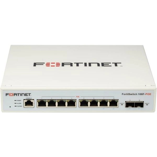 Fortiswitch-108f-fpoe switch l2+ management con 8 porte ge + 2 p. sfp + 1 p. poe - power budget 130w - FS-108F-FPOE