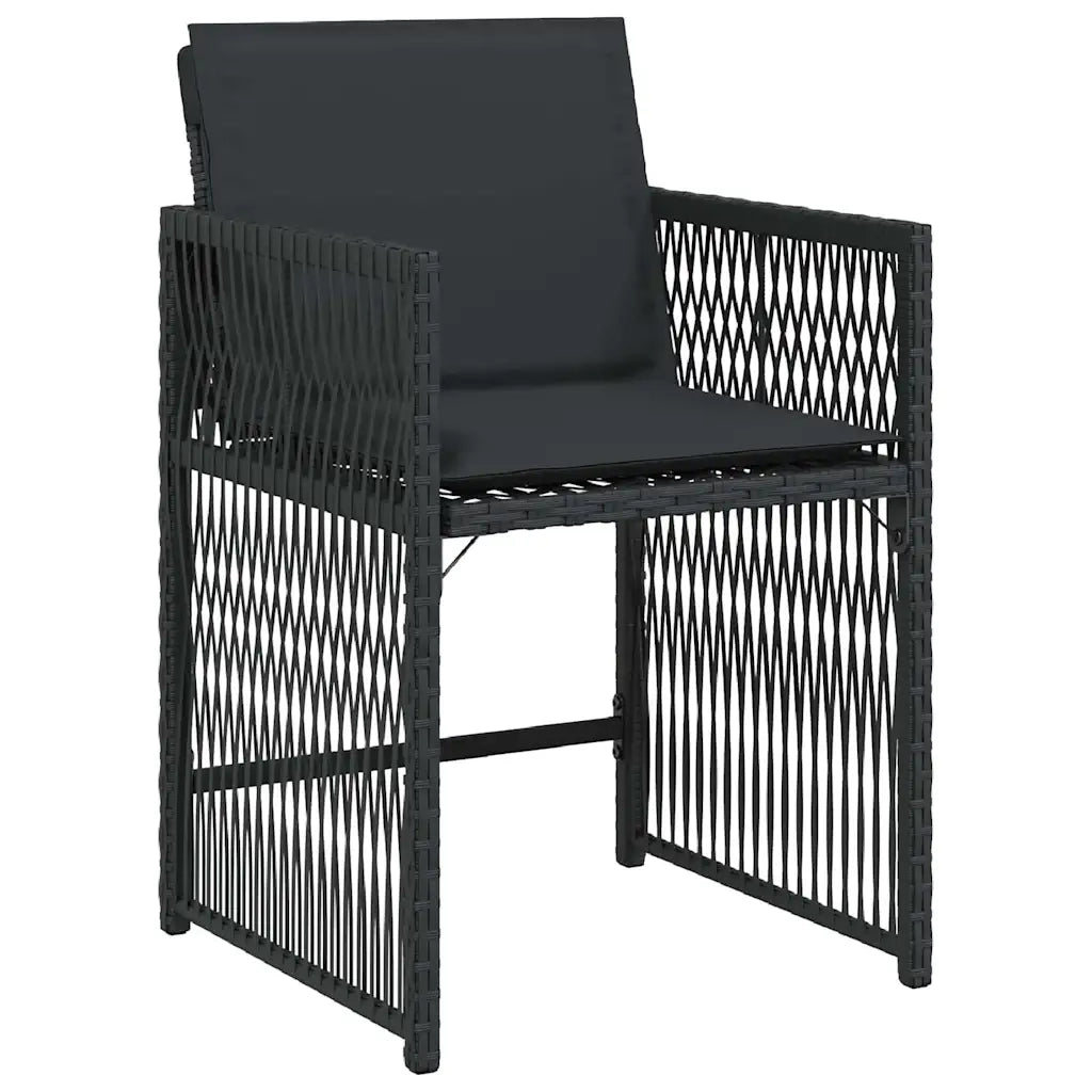 Set da Pranzo per Giardino 5 pcs Nero polyrattan