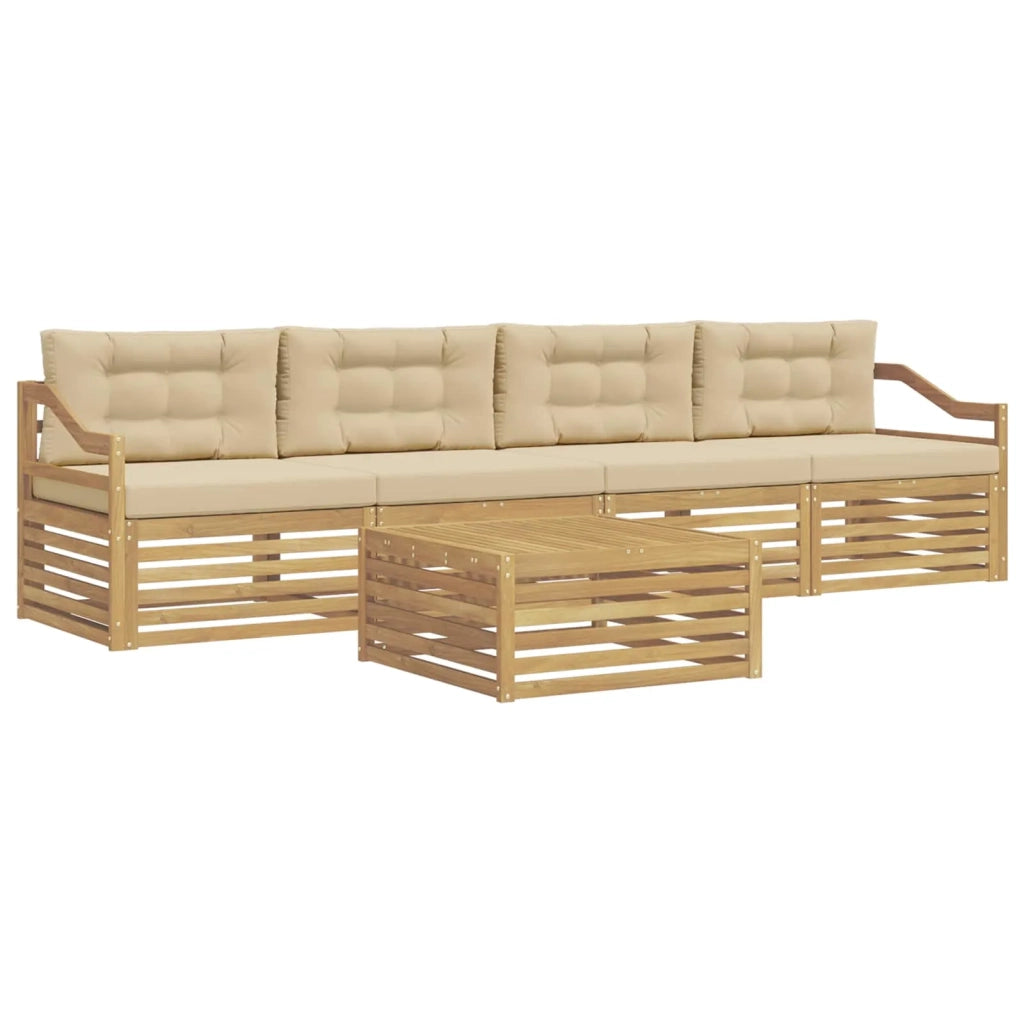 Set di divani da esterno con cuscino 5 pcs Bianco e Beige 3390023