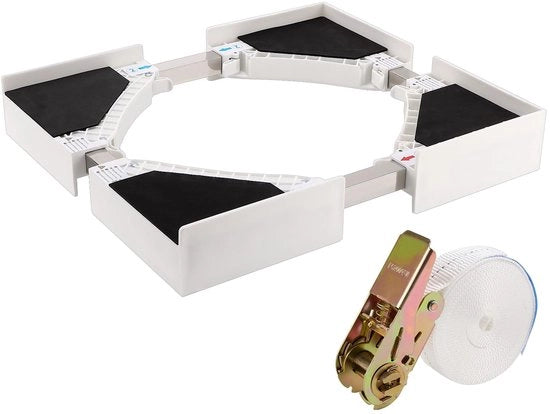 Portaoggetti Flessibile - Piatto di Supporto Antiscivolo - Maniglia di Sostegno - Struttura di Collegamento Universale - 50-70 cm - Stabilità Duratura - Kit di Stivaggio Lavastoviglie Asciugatrice