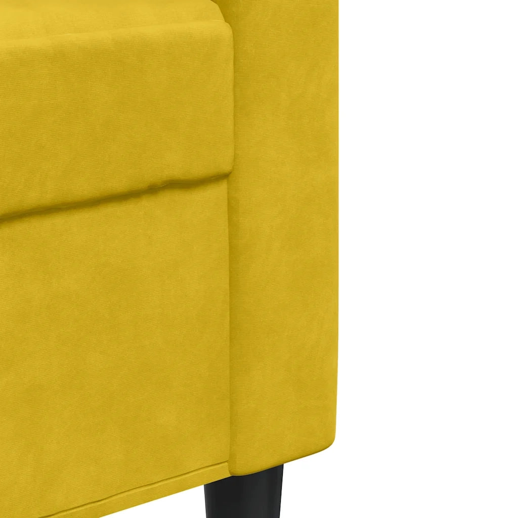 Set di Divani 2 pz con Cuscini e Rinforzi Giallo in Velluto