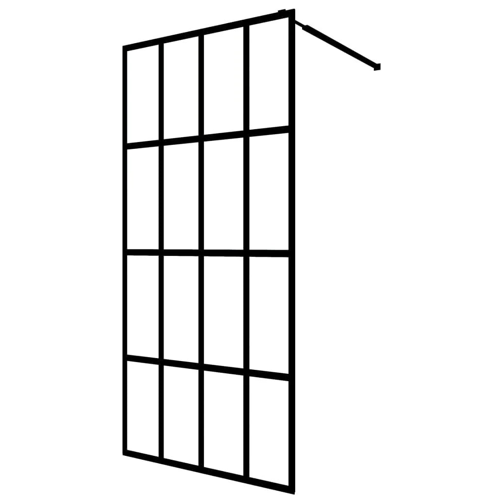 Parete doccia in vetro temperato satinato per bagno 118 x 190 cm acciaio inox nero 02_0003072