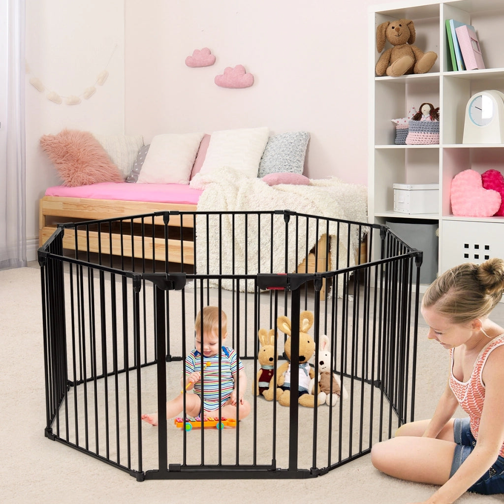 Box con 8 pannelli per bambini, Centro attivit¨¤ sicuro e facile da trasportare, Nero