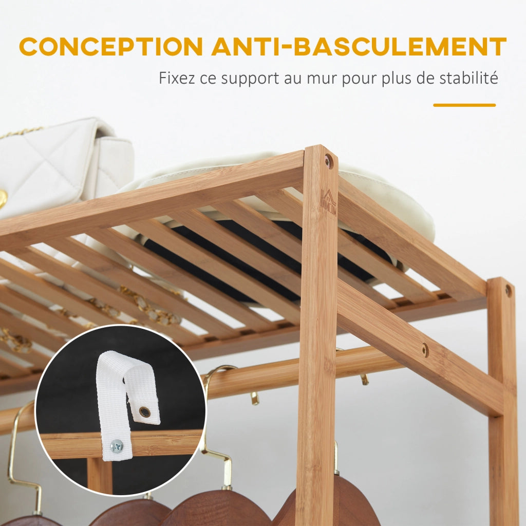 Appendiabiti in bamb¨´ con 6 ripiani e appendino ¨C zephmum ¨C 90x30x145 cm