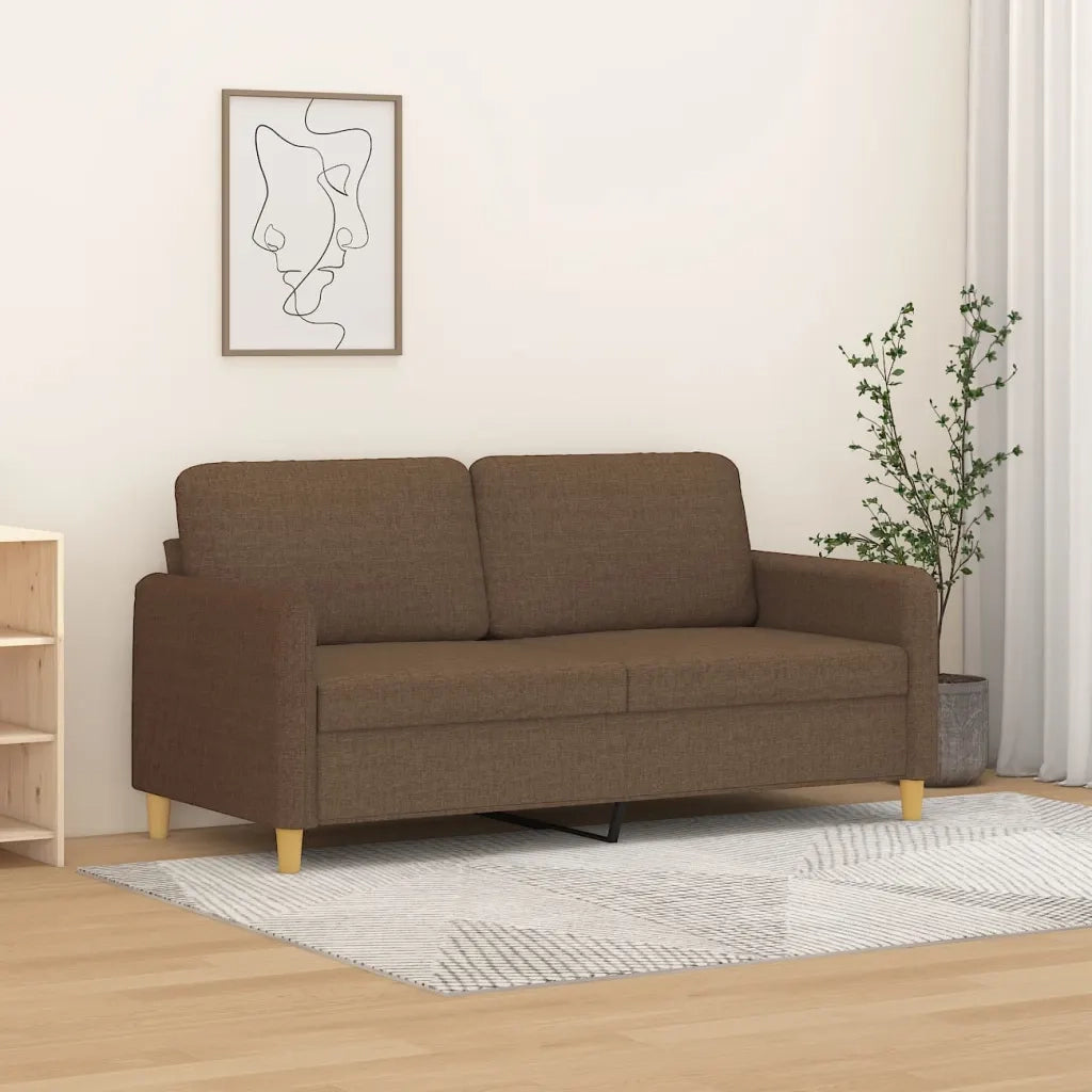Divano a 2 Posti Marrone 140 cm in Tessuto 359481