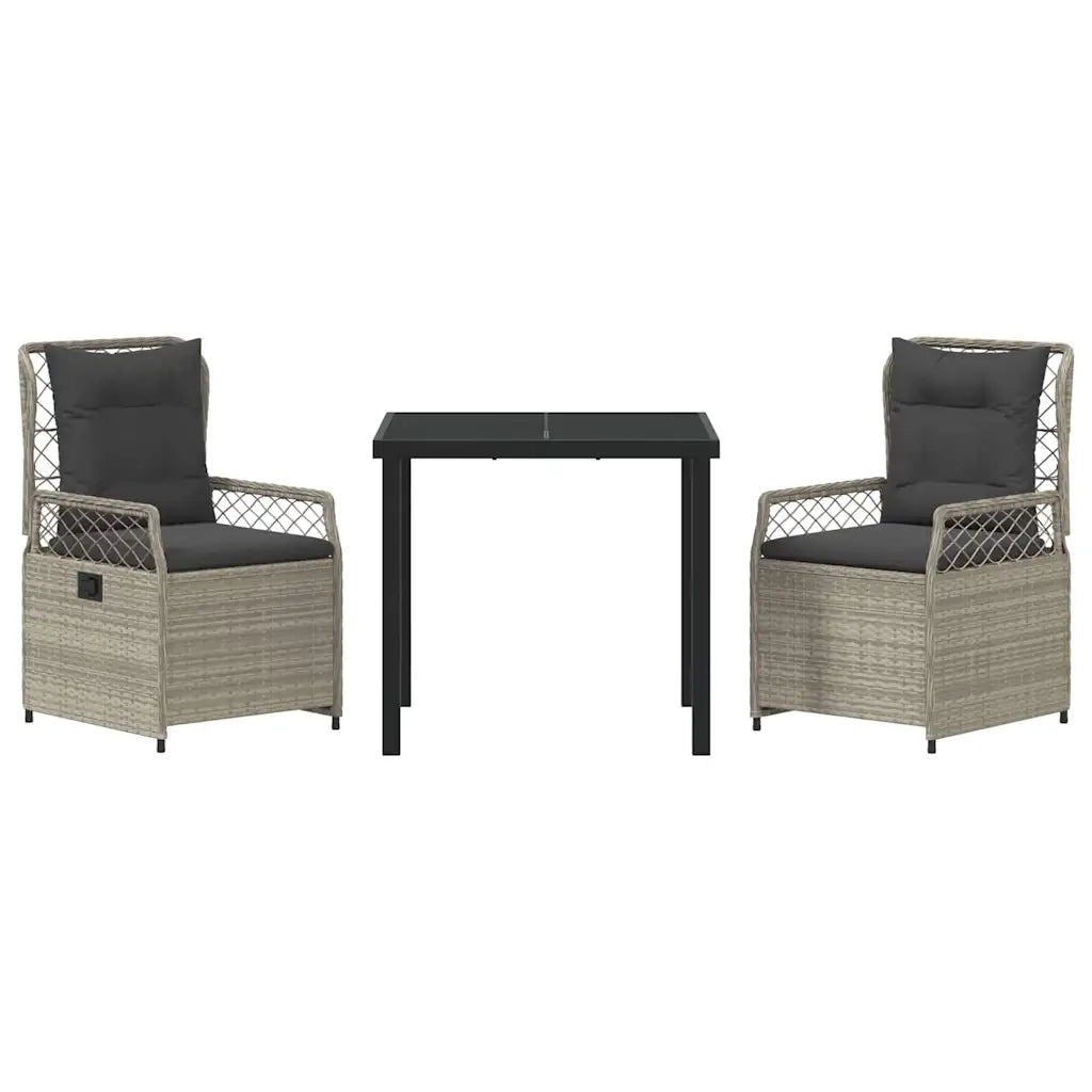Set da Pranzo per Giardino 3 pcs Grigio chiaro polyrattan