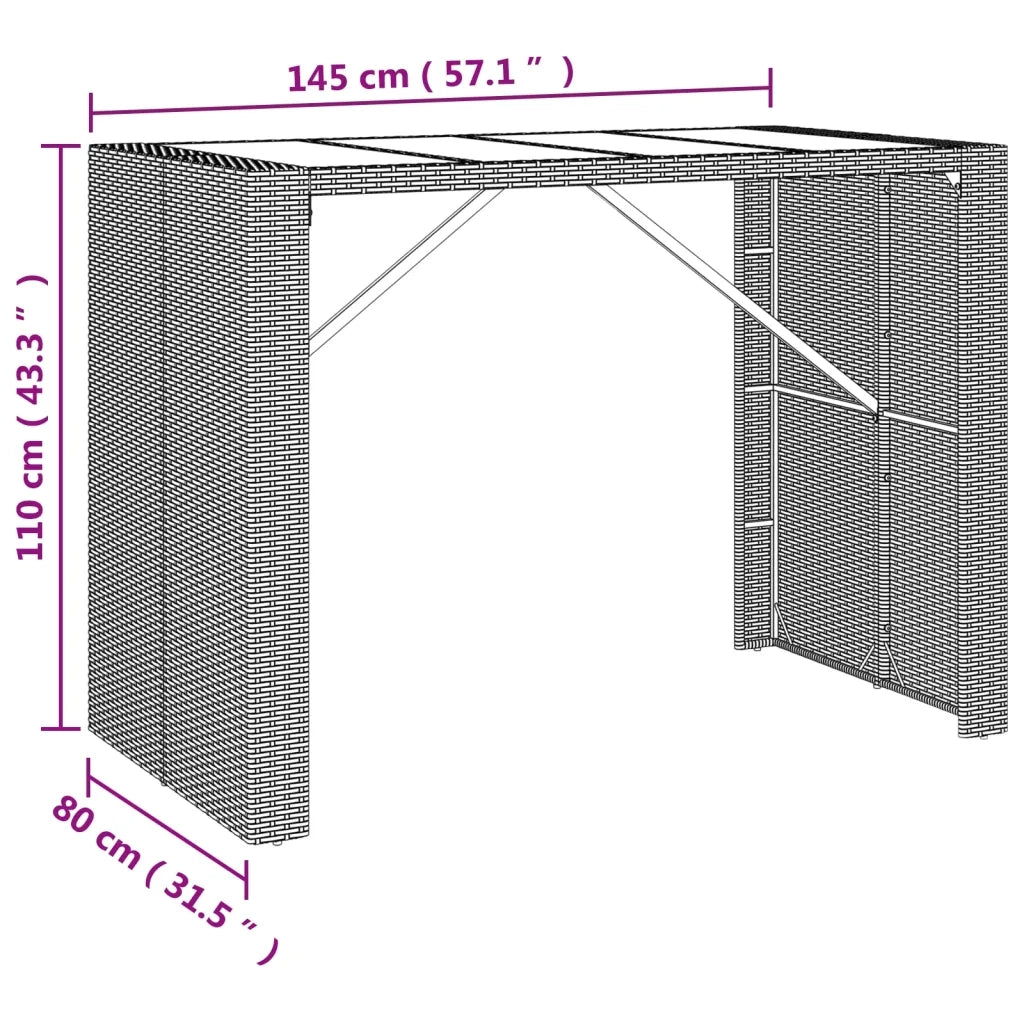 Set Bar da Giardino 5 pz con Cuscini in Polyrattan Grigio 3200668