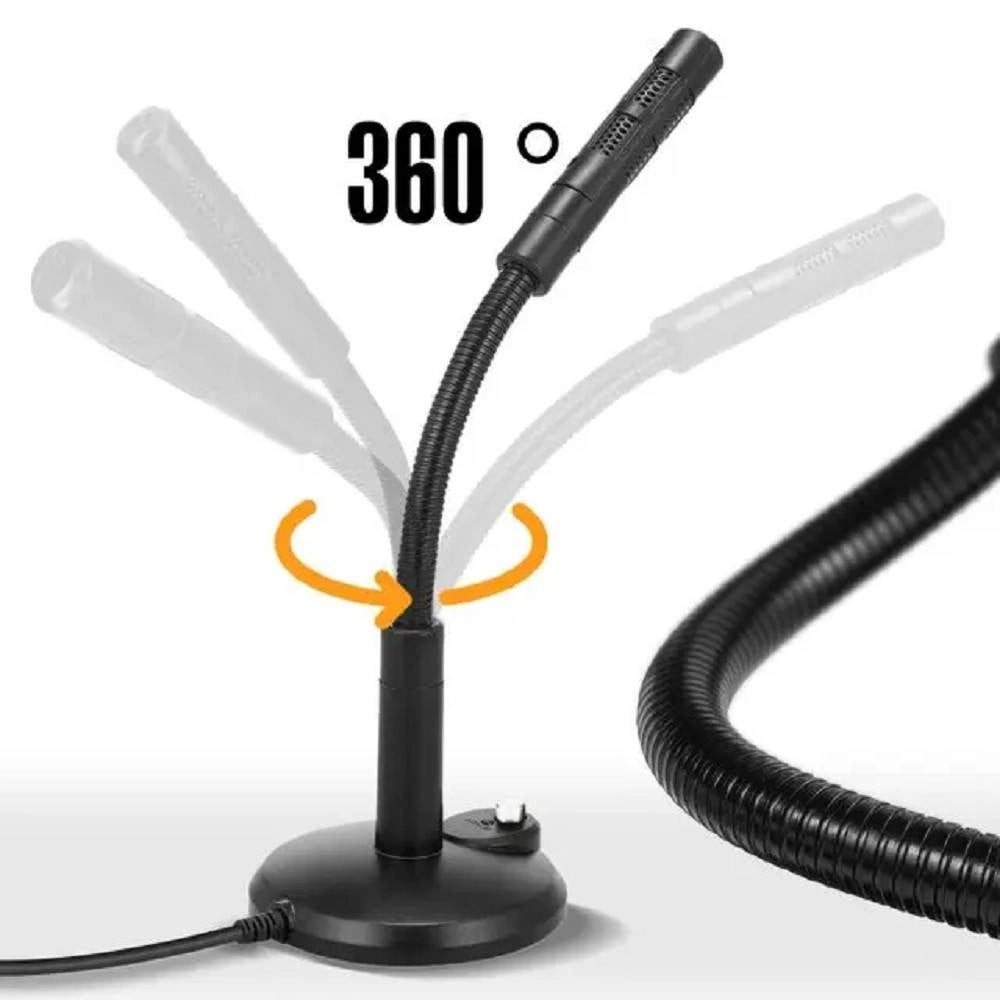 Trade Shop - Microfono Da Tavolo Regolabile Jack 3,5mm Per Pc Notebook M580 Omnidirezionale -