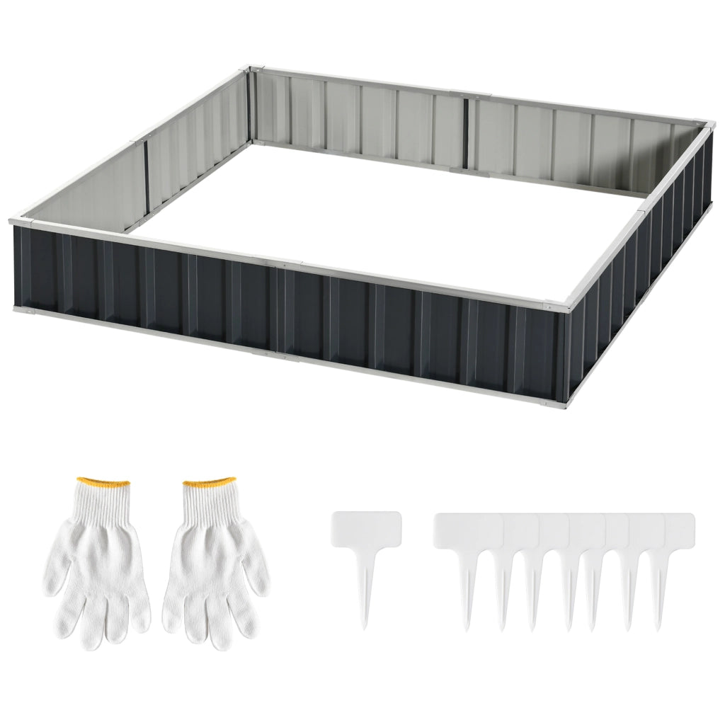Aiuola Rialzata, Modulabile r Senza Fondo in Acciaio Zincato, 258x90x30 cm, Grigio Scuro