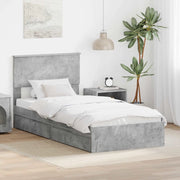 Letto con Contenitore con testiera Grigio cemento 70 x 190 cm