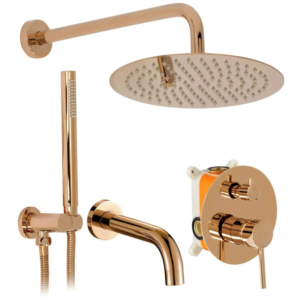 Set Da Vasca-doccia Da Incasso Rea Lungo Copper + Box