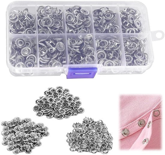 150 chiodi metallici per cucito - set senza cucitura - ideali per abbigliamento e borse - adatti per progetti fai da te - diametro 9,5 mm