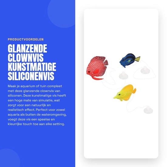 Decorazione per acquario d'effetto clown vis - Siliconica d'effetto - Decorazione galleggiante per acquario - Sicura per i pesci - Aspetto naturale - Adatta per