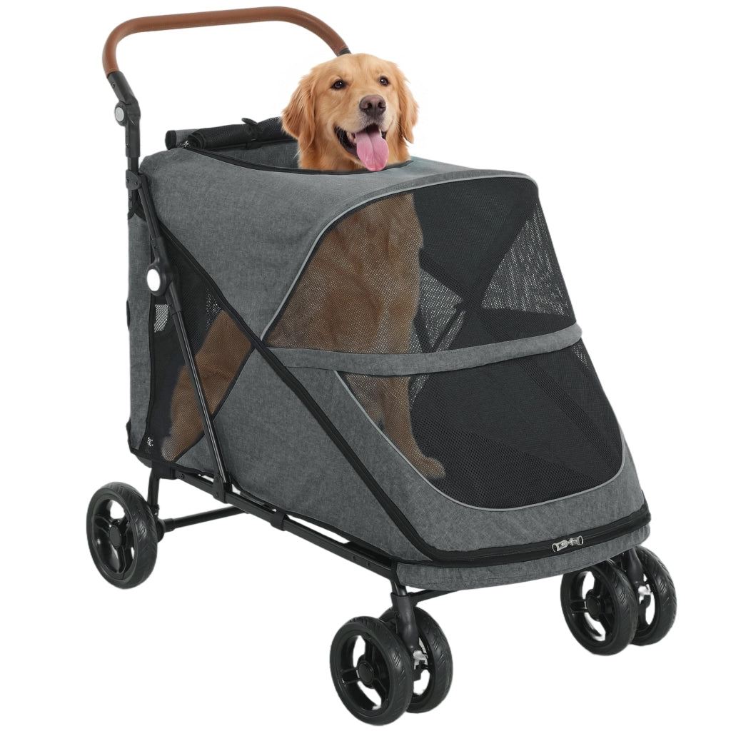 Carrello per Cani Pieghevole per Cani Grandi ¨C zephmum ¨C Grigio 360¡ã Ruote Girevoli