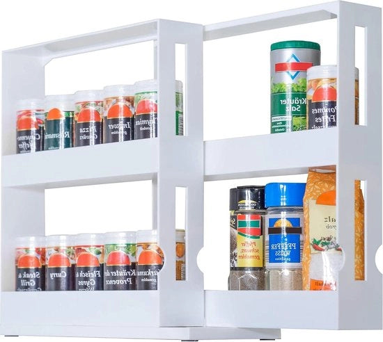 Organizzatore di spezie per cucina - Rettangelo - Standalone - Credenza per cucina - Estensibile - Rettangelo di spezie - Sistema di stoccaggio - Archiviazione - Cassa per spezie - Rotativo
