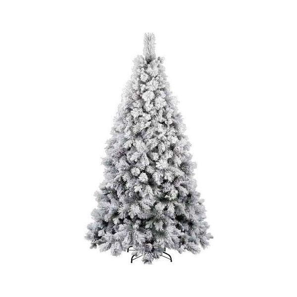 Albero di natale d. 1,19 x h. 2,1 m con pigne claut verde innevato - 8009534001554