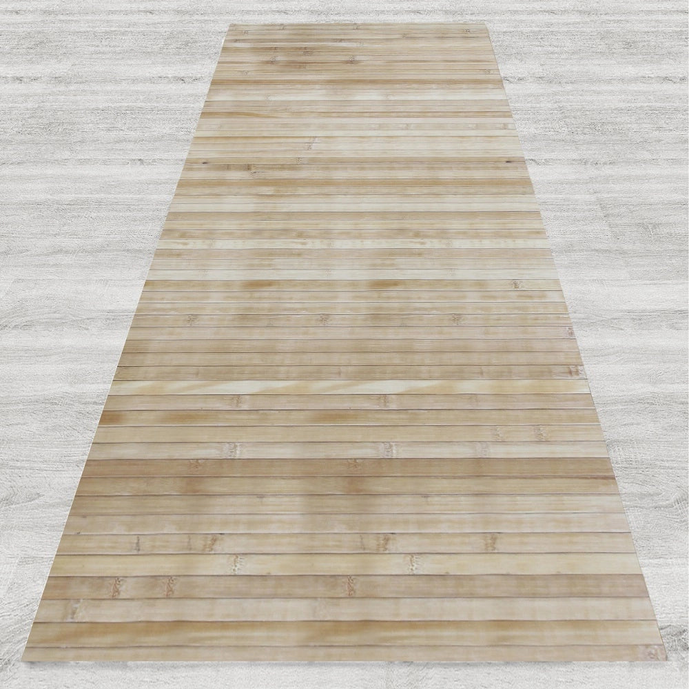 Tappeto Passatoia In Vero Bamboo Tappeto Cucina Ingresso In Legno Antiscivolo Aderente Lavabile E Antimacchia Tagliabile  - Naturale - 50x300 cm