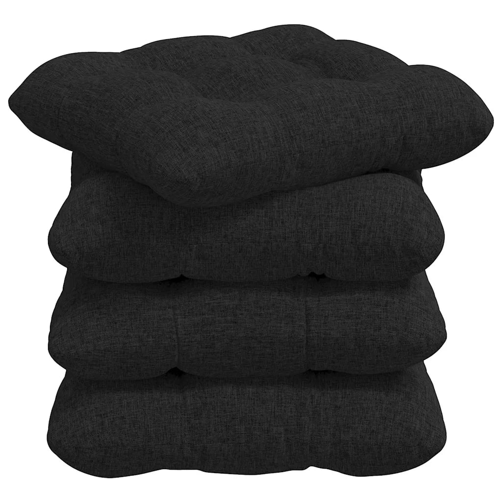 Cuscini per Seduta 4 pcs Nero 40 x 40 x 12 cm Tessuto 42015062