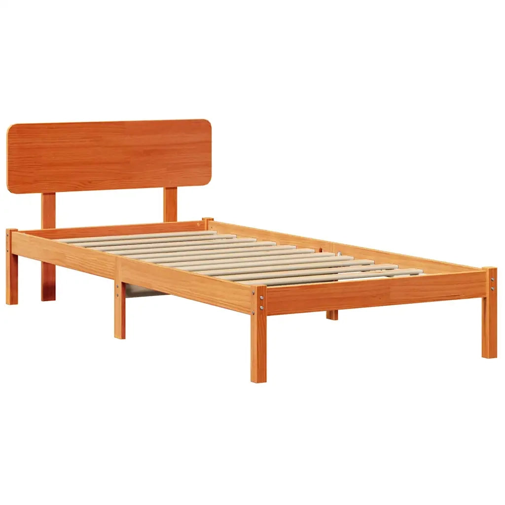 Letto singolo | Letto per adulti | Struttura del letto Marrone cerato 90 x 190 cm Pino massello