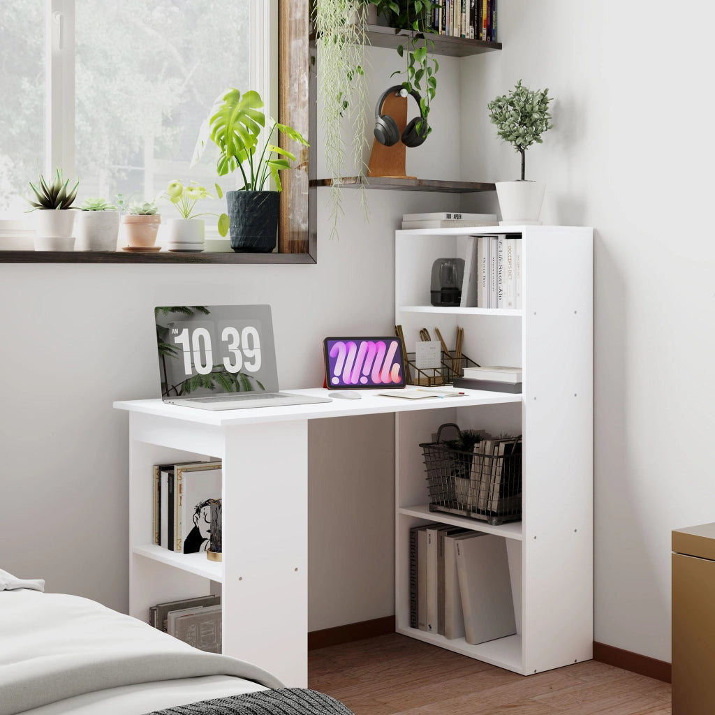 Scrivania con 2 scaffali e 5 ripiani ¨C zephmum ¨C 120x55x120 bianco