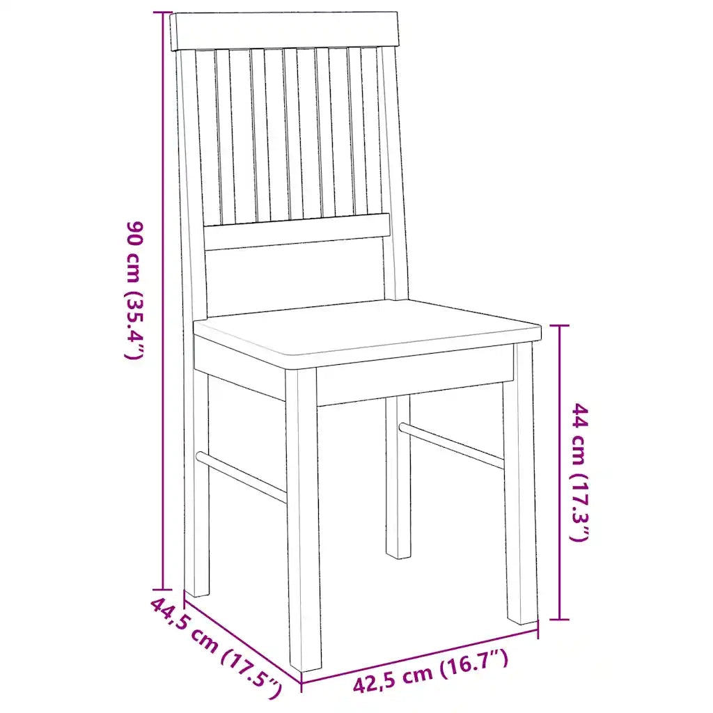 Sedie da Pranzo 2 pz in Legno Massello di Hevea 4102428